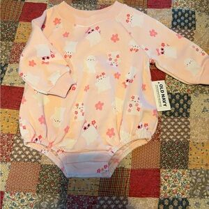 Old Navy Pink Ghost and Floral Bodysuit
